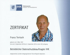 IHK Zertifikat DSB Franz Tertsch